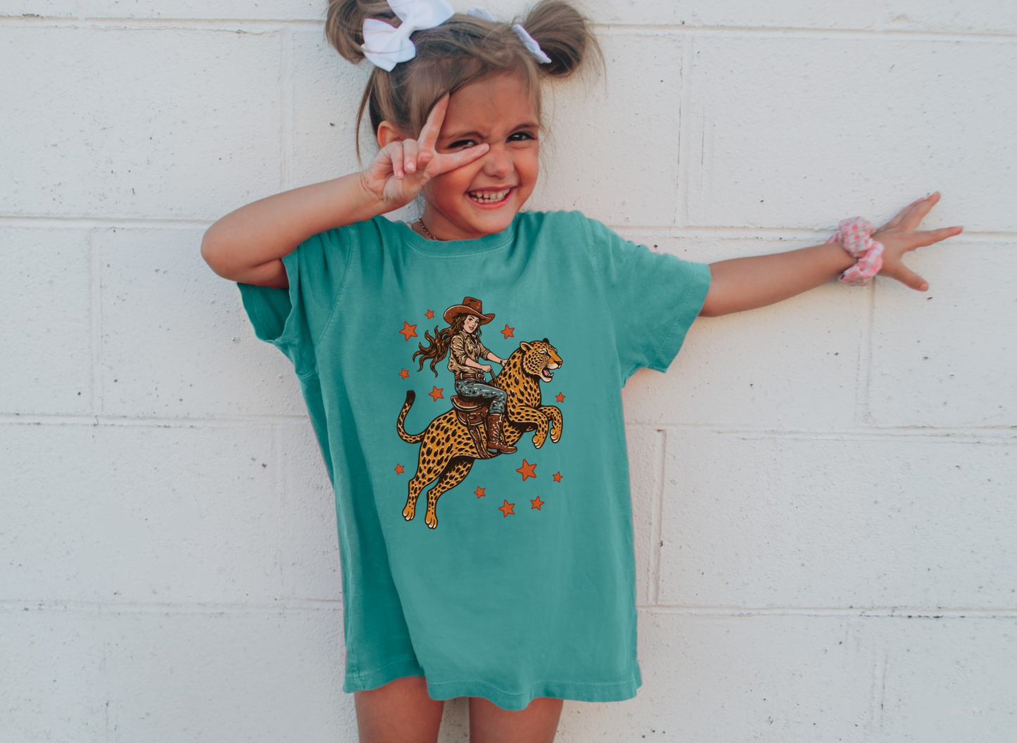 Cowgirl leopard Youth Tee