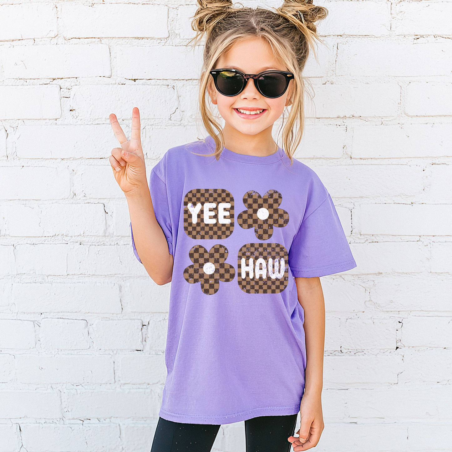 Yee Haw brown Check tee