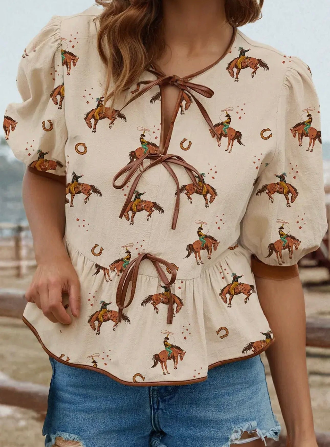 Vintage Cowboy Cream Blouse