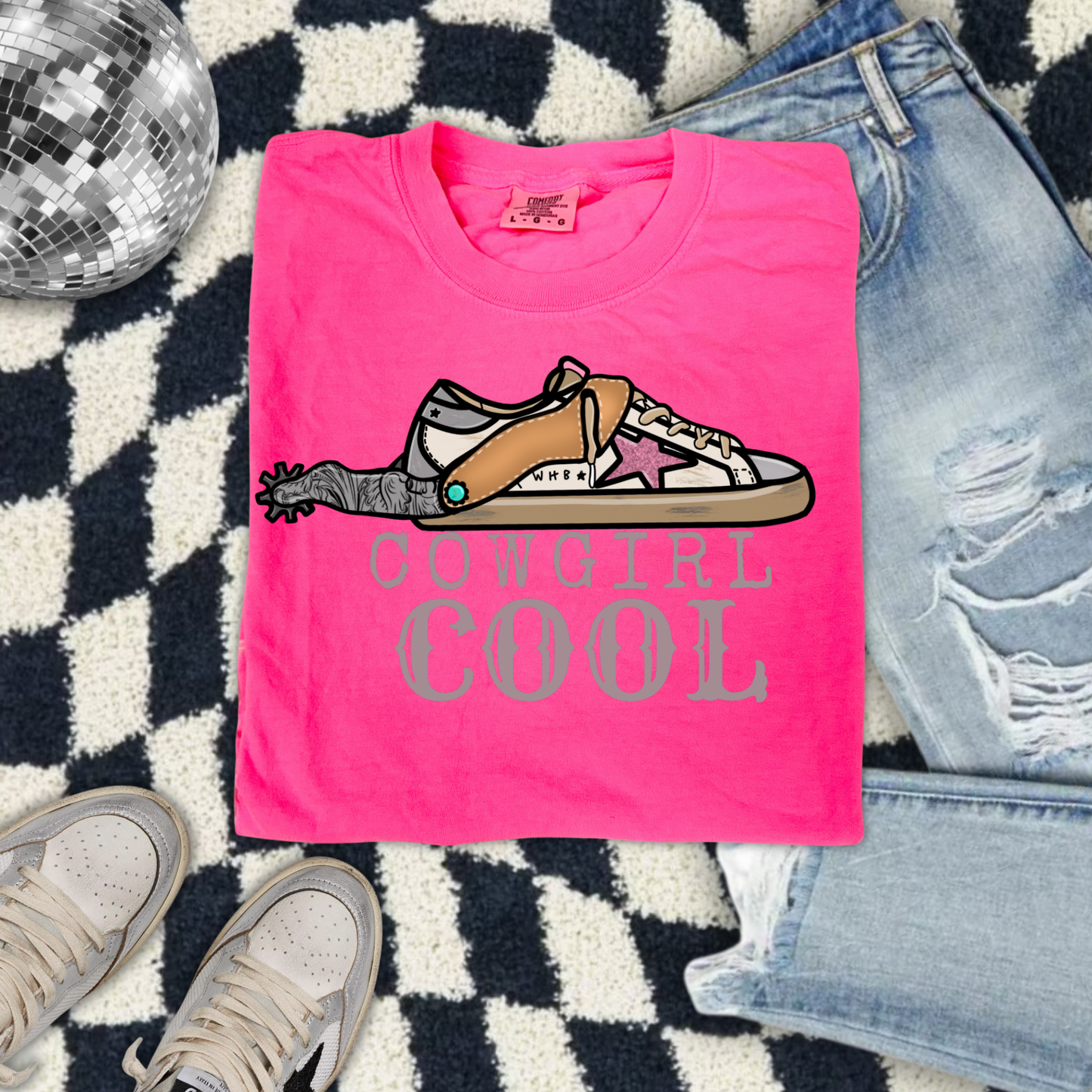 cowgirl cool pink tee