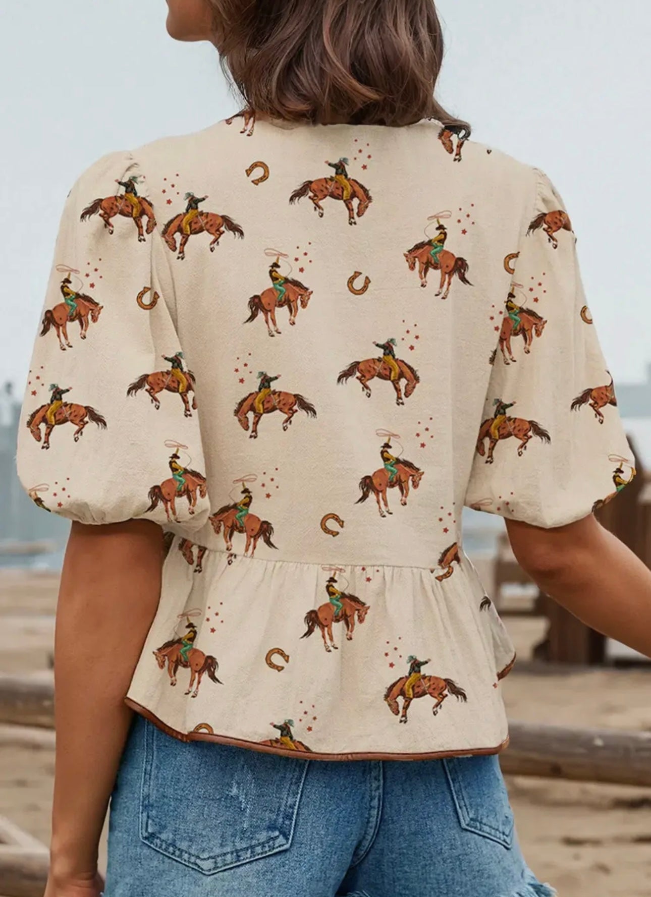 Vintage Cowboy Cream Blouse