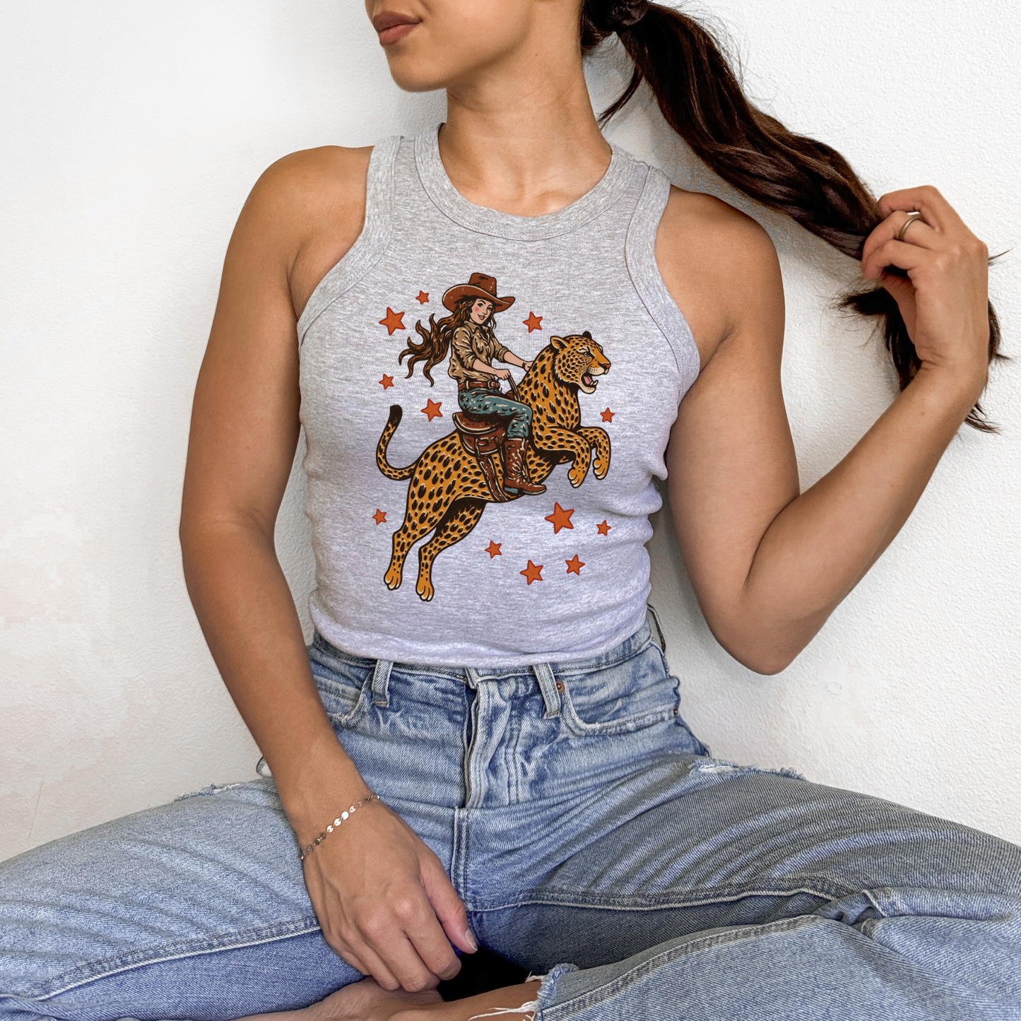 Cowgirl leopard tank
