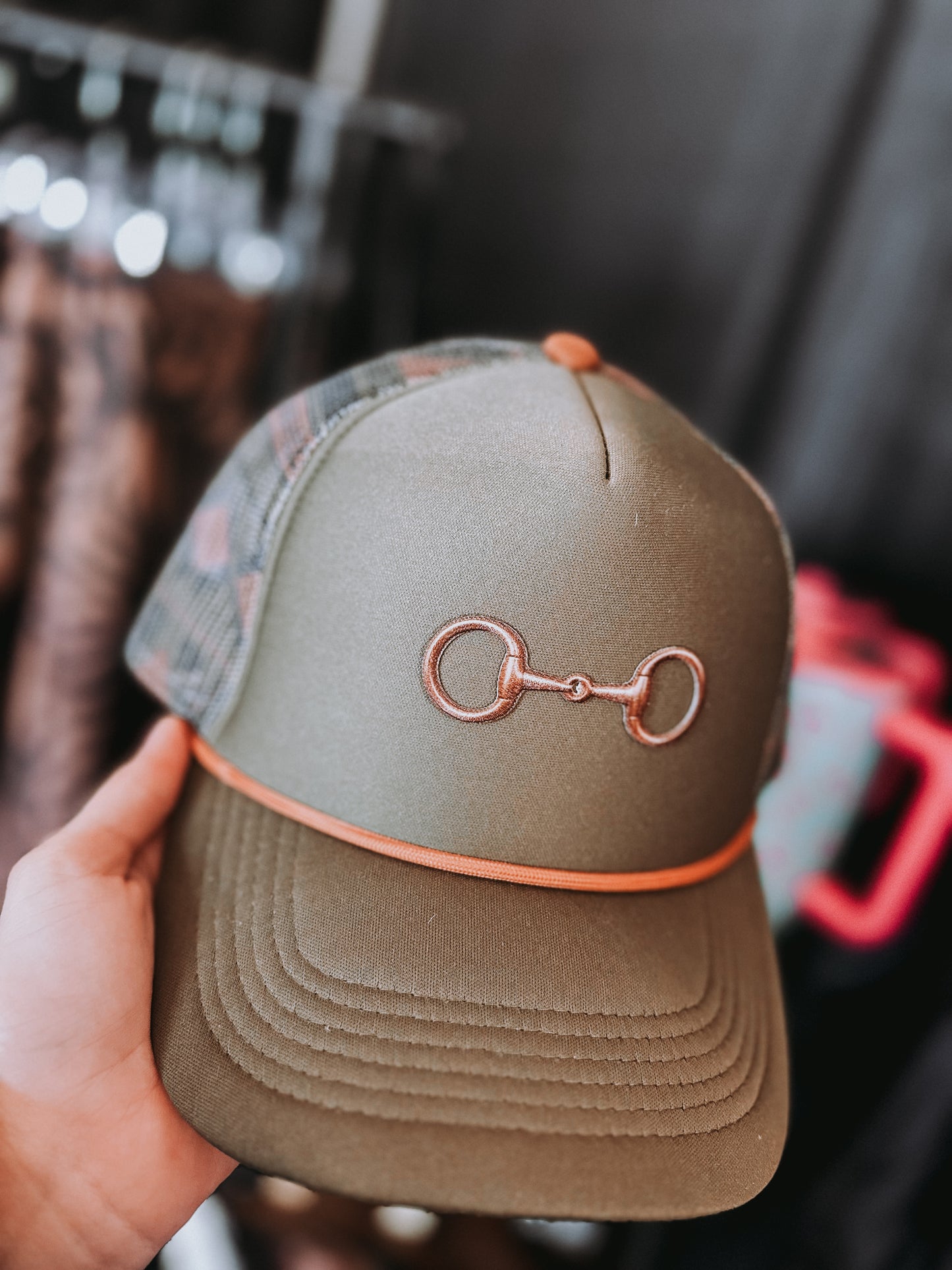 Snaffle Bit Green Aztec Cap