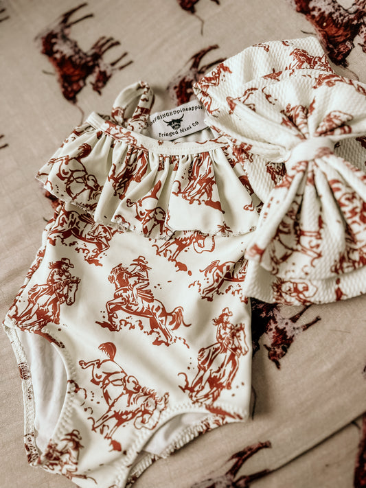 Cowboy wild horse swimmy