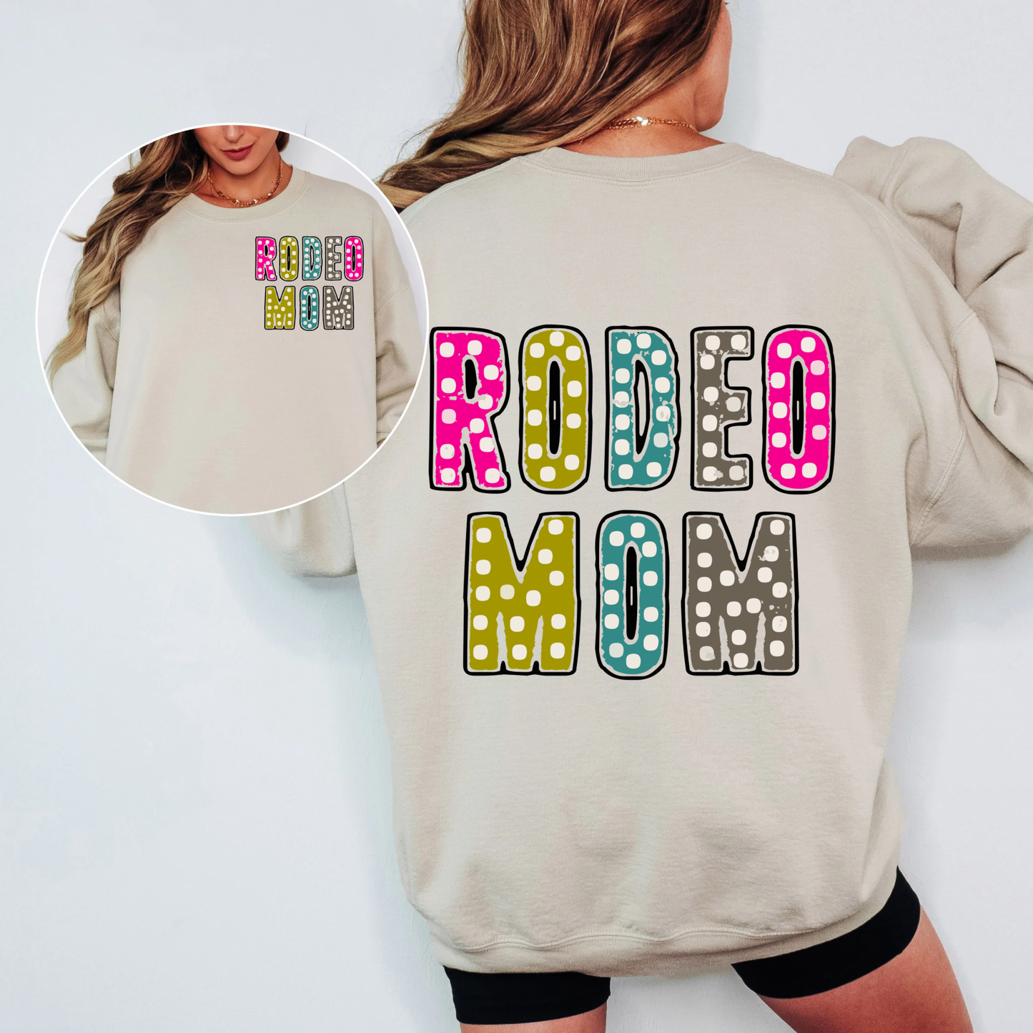 Rodeo Mom pocket/back Crew