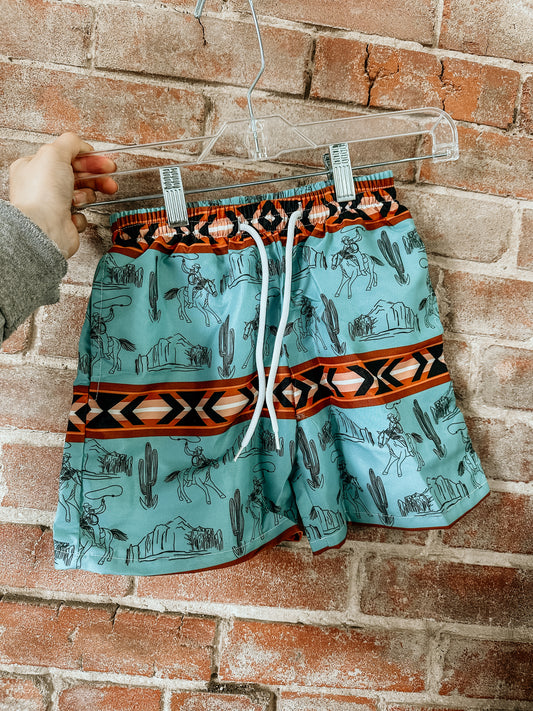 Boys Turquoise Swim Trunks