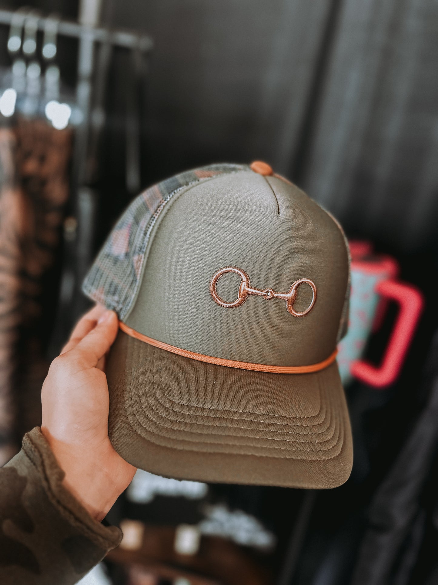 Snaffle Bit Green Aztec Cap