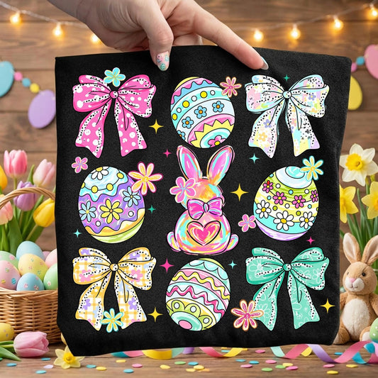 Pastel Eggs & Bows Tee Youth
