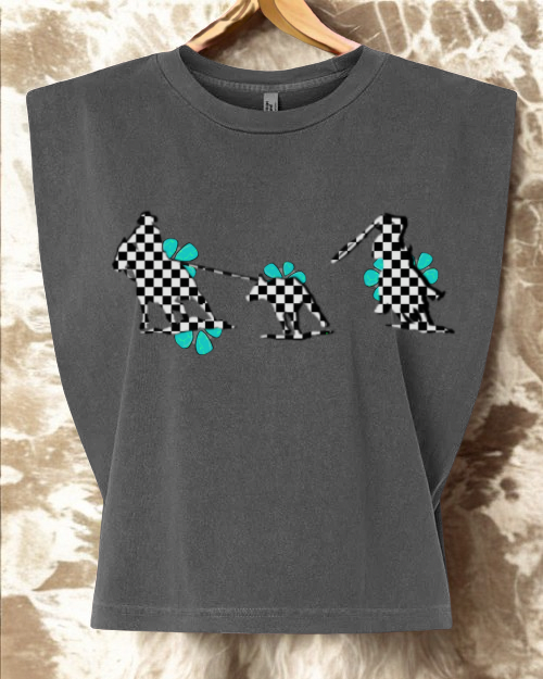 Team Roping Checkered Tshirt Tank