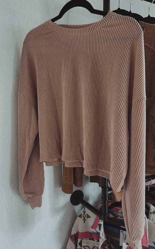 Flowy Ribbed Neutral Top