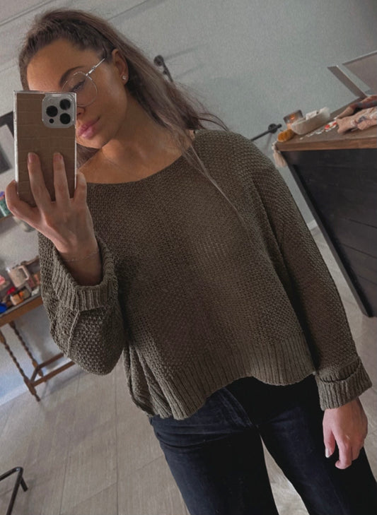 Olive knit top