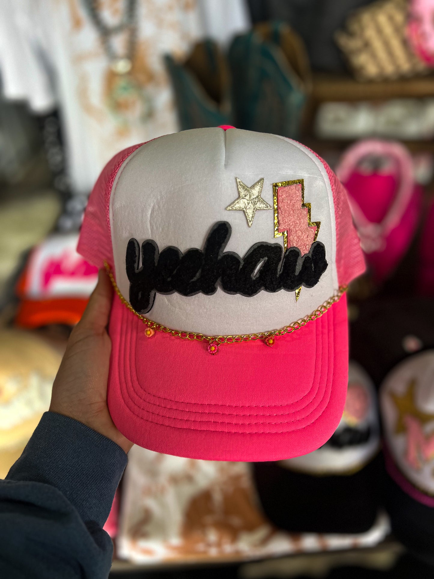 Yeehaw patch/chain trucker hat