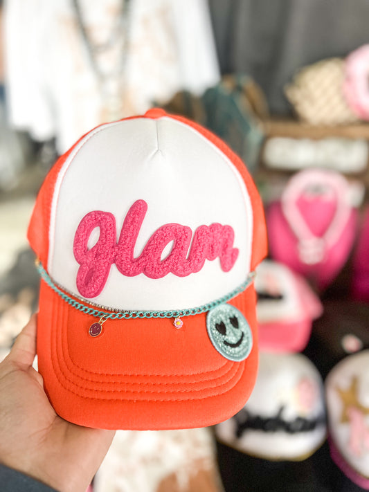Glam patch // chain trucker hat