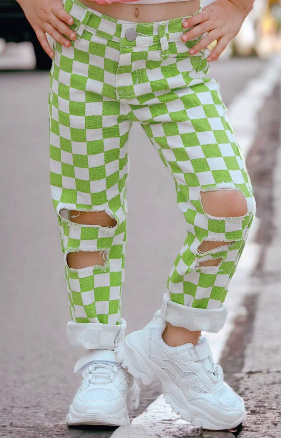 Spring checkered denim